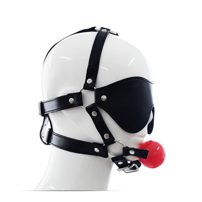 Kulit Gag Blindfold Bondage Hot Mulut Kerongkongan Bola hitam PU Kulit Blindfold