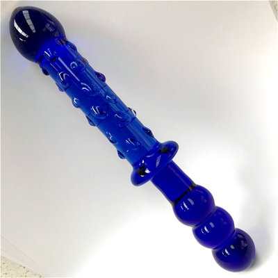 Glass Dildo Biru Prostat Massager Crystal Glass Dildo Mainan Seks Untuk Wanita