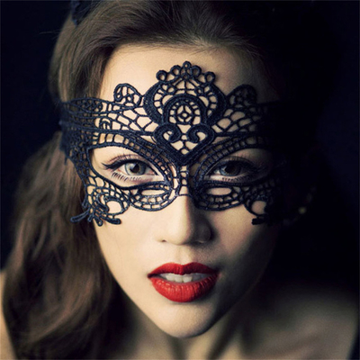 Topeng mata renda berongga Bar malam pertunjukan alat peraga Masquerade Ball Hitam Topeng renda seksi