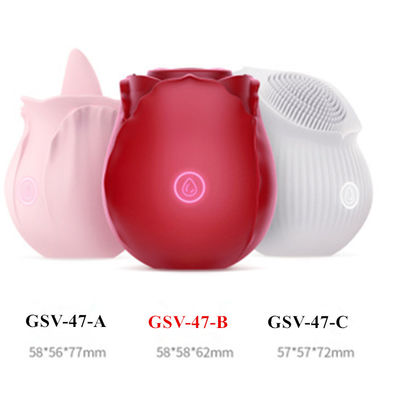 GSV-47 OEM Rechargeable Wanita Vibrator Sex Toy Hot Rose Bentuk Clit Cucker Mengisap Mainan