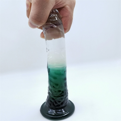 Bahan TPE Hands Free Mainkan Dildo Realistis Fleksibel Dengan Basis Suction Cup