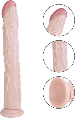 15 Inch Manusia Hidup Fleksibel Tebal Realistis Rakasa Besar Dildo Dengan Cangkir Hisap Yang Kuat