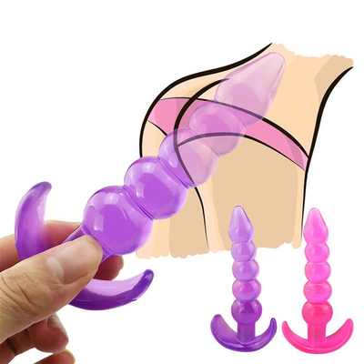 Bumpy Delight Flexible Waterproof TPE Rubber Butt Plug Dengan Smooth Incremental Beads