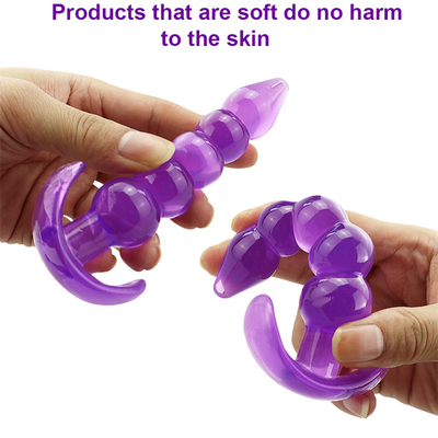 Bumpy Delight Flexible Waterproof TPE Rubber Butt Plug Dengan Smooth Incremental Beads