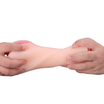 2 In 1 Vagina Saku Pria Masturbators dengan Realistis Bertekstur Vagina dan Ketat Anus Dewasa Mainan Seks untuk Pria