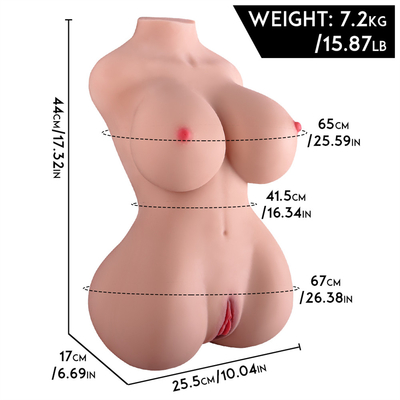 TPE 3 In 1 Tubuh Pria Masturbator dengan Payudara Realistis Vagina dan Anal Mainan Seks untuk Pria dengan Built-in Tulang Belakang