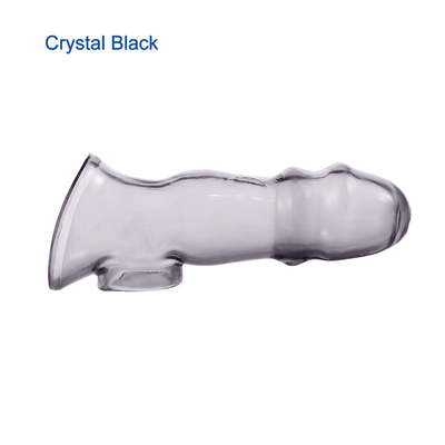 Elastisitas Crystal Clear TPE Lembut Penis Lengan Untuk Pria Penis Extender Mainan Seks