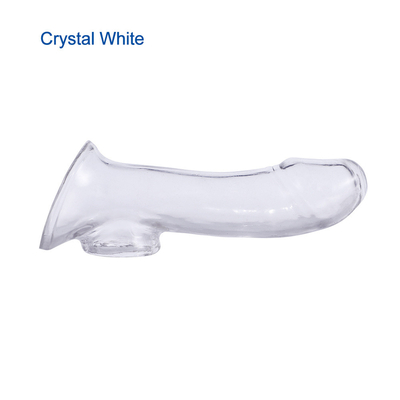 Elastisitas Crystal Clear TPE Lembut Penis Lengan Untuk Pria Penis Extender Mainan Seks