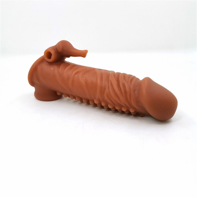 Dapat Digunakan Kembali Silikon Kondom Dengan Ayam Lengan Dildo Selubung Kondom Untuk Pria Extender Mainan Seks Penis Lengan