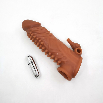 Dapat Digunakan Kembali Silikon Kondom Dengan Ayam Lengan Dildo Selubung Kondom Untuk Pria Extender Mainan Seks Penis Lengan