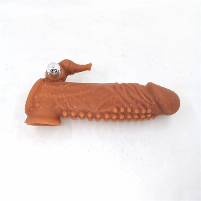 Dapat Digunakan Kembali Silikon Kondom Dengan Ayam Lengan Dildo Selubung Kondom Untuk Pria Extender Mainan Seks Penis Lengan