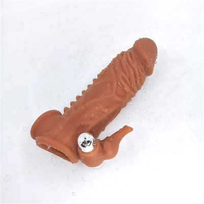 Dapat Digunakan Kembali Silikon Kondom Dengan Ayam Lengan Dildo Selubung Kondom Untuk Pria Extender Mainan Seks Penis Lengan