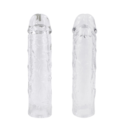Mainan Seks Dildo Extender Kondom untuk Pria Penis Ekstensi Lengan Ayam Silikon Realistis Penis