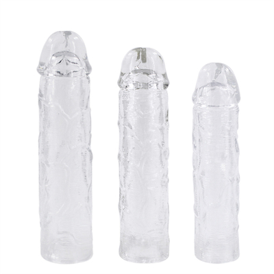 Mainan Seks Dildo Extender Kondom untuk Pria Penis Ekstensi Lengan Ayam Silikon Realistis Penis