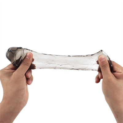 Mainan Seks Dildo Extender Kondom untuk Pria Penis Ekstensi Lengan Ayam Silikon Realistis Penis