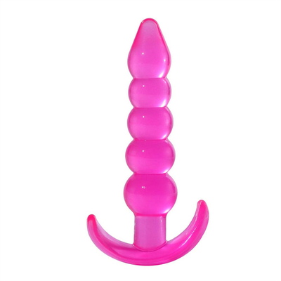 Bumpy Delight Anal Plug Purple Flexible Waterproof TPE Rubber Butt Plug dengan Smooth Incremental Anal Beads