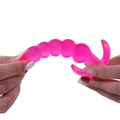 Bumpy Delight Anal Plug Purple Flexible Waterproof TPE Rubber Butt Plug dengan Smooth Incremental Anal Beads