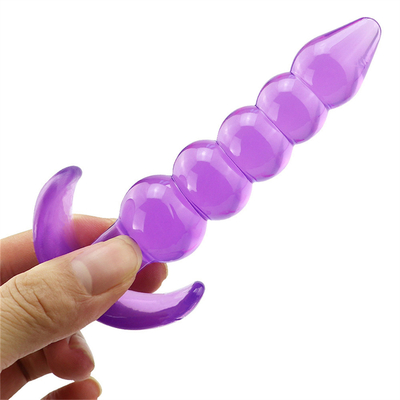 Bumpy Delight Anal Plug Purple Flexible Waterproof TPE Rubber Butt Plug dengan Smooth Incremental Anal Beads