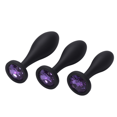 Drop Shipping Silicone Anal Sex Toys Desain Tetesan Air Hitam Anal Massager Butt Plug Anal Plug Set