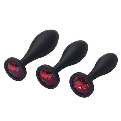 Drop Shipping Silicone Anal Sex Toys Desain Tetesan Air Hitam Anal Massager Butt Plug Anal Plug Set