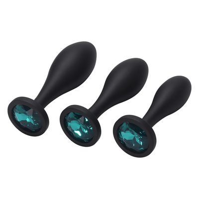 Drop Shipping Silicone Anal Sex Toys Desain Tetesan Air Hitam Anal Massager Butt Plug Anal Plug Set