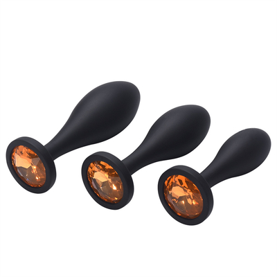 Drop Shipping Silicone Anal Sex Toys Desain Tetesan Air Hitam Anal Massager Butt Plug Anal Plug Set