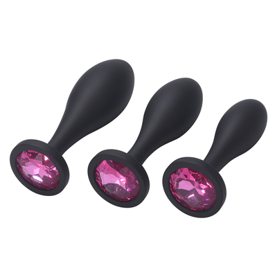 Drop Shipping Silicone Anal Sex Toys Desain Tetesan Air Hitam Anal Massager Butt Plug Anal Plug Set