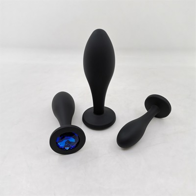 Drop Shipping Silicone Anal Sex Toys Desain Tetesan Air Hitam Anal Massager Butt Plug Anal Plug Set