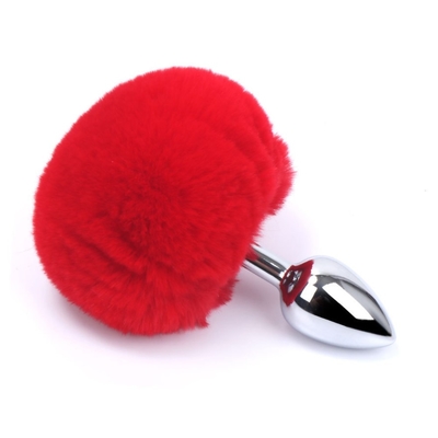 Beragam Warna Metal Mainan Seks Plug Anal Dengan Bunny Tail