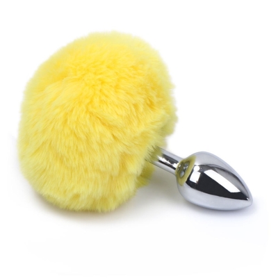 Beragam Warna Metal Mainan Seks Plug Anal Dengan Bunny Tail