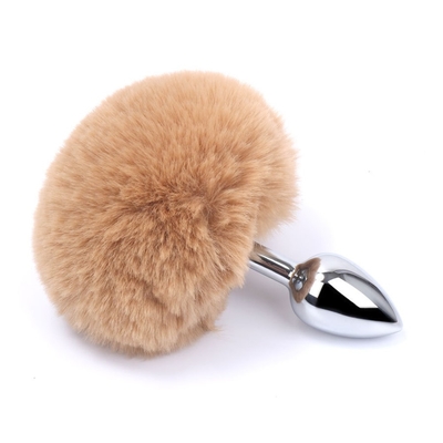 Beragam Warna Metal Mainan Seks Plug Anal Dengan Bunny Tail