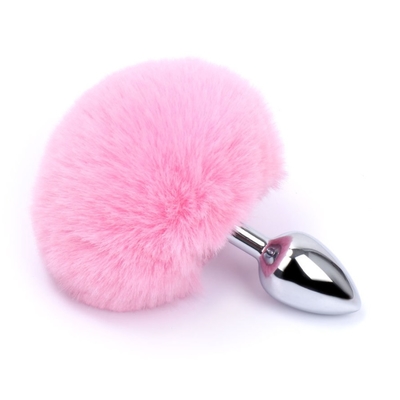 Beragam Warna Metal Mainan Seks Plug Anal Dengan Bunny Tail