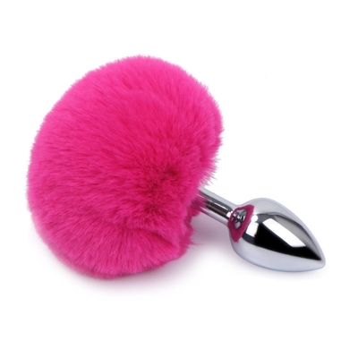 Beragam Warna Metal Mainan Seks Plug Anal Dengan Bunny Tail