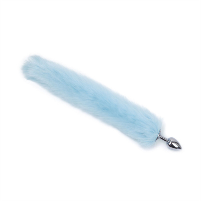 Jatuhkan Black Fox Tail Metal Anal Plug Smooth Fur Fox Tail Sex Toy untuk Wanita