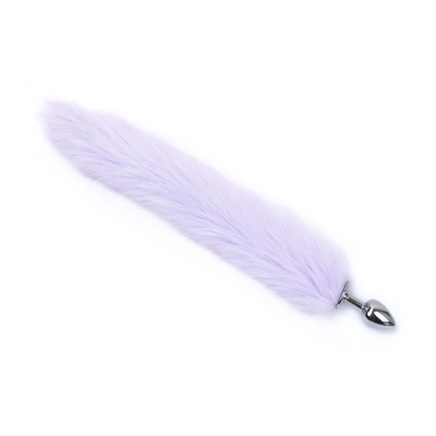 Jatuhkan Black Fox Tail Metal Anal Plug Smooth Fur Fox Tail Sex Toy untuk Wanita
