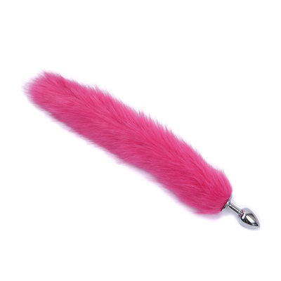 Jatuhkan Black Fox Tail Metal Anal Plug Smooth Fur Fox Tail Sex Toy untuk Wanita