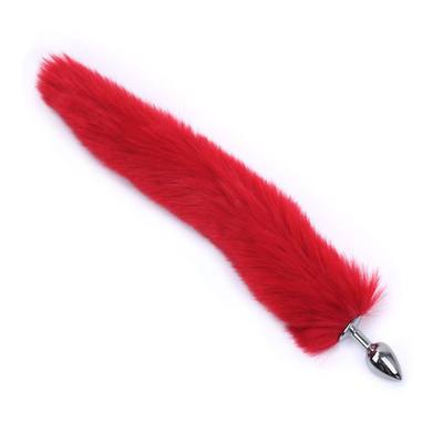 Jatuhkan Black Fox Tail Metal Anal Plug Smooth Fur Fox Tail Sex Toy untuk Wanita