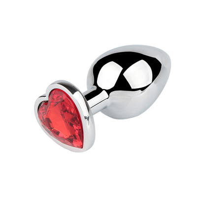 Aluminium Alloy Heart Shape Anal Plug Metal Anal Plug Mainan Seks Untuk Wanita Anal Plug Dengan Permata Plastik Berwarna-warni