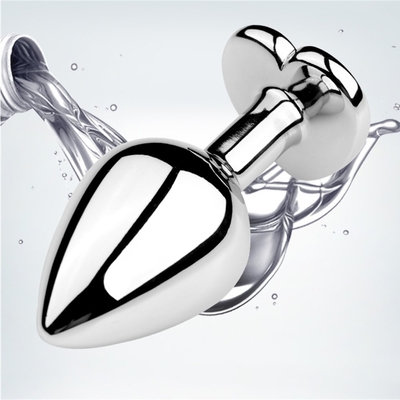 Aluminium Alloy Heart Shape Anal Plug Metal Anal Plug Mainan Seks Untuk Wanita Anal Plug Dengan Permata Plastik Berwarna-warni