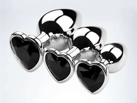 Aluminium Alloy Heart Shape Anal Plug Metal Anal Plug Mainan Seks Untuk Wanita Anal Plug Dengan Permata Plastik Berwarna-warni