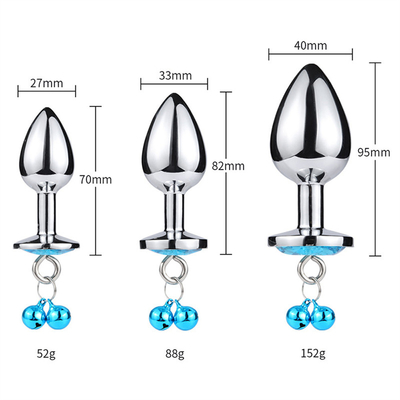 Anal Sex Toys Plug Butt Stainless Steel Crystal 3pcs Set Metal Anal Plug dengan Bell