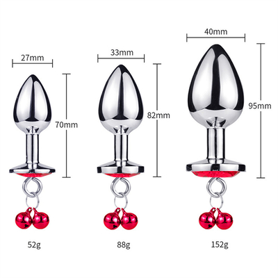 Anal Sex Toys Plug Butt Stainless Steel Crystal 3pcs Set Metal Anal Plug dengan Bell
