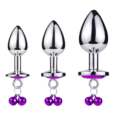 Anal Sex Toys Plug Butt Stainless Steel Crystal 3pcs Set Metal Anal Plug dengan Bell