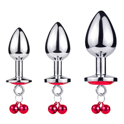 Anal Sex Toys Plug Butt Stainless Steel Crystal 3pcs Set Metal Anal Plug dengan Bell