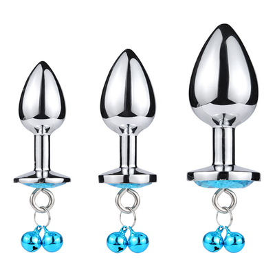 Anal Sex Toys Plug Butt Stainless Steel Crystal 3pcs Set Metal Anal Plug dengan Bell