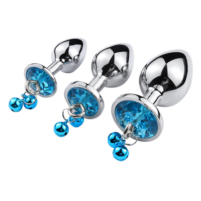 Anal Sex Toys Plug Butt Stainless Steel Crystal 3pcs Set Metal Anal Plug dengan Bell
