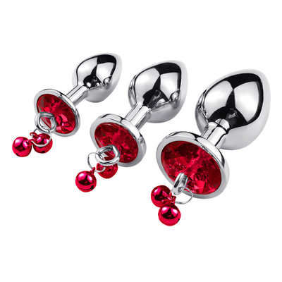 Anal Sex Toys Plug Butt Stainless Steel Crystal 3pcs Set Metal Anal Plug dengan Bell