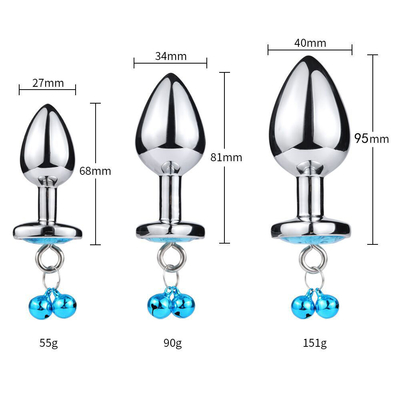 Ring Bell Butt Plug Anal mainan seks dengan rantai logam untuk pria dan wanita tahan air bahan berat kecil