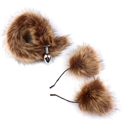 New Style Fox Tail Anal Plug Toys, Anal Butt Plug, Tail Anal Plug Untuk Wanita Fancy Cat Kitty Kostum Telinga Partai Kepala Rambut