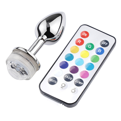 Mengubah warna Anus Pembesaran Anus Kaki Plug Dengan Remote Anal Light Up Plug Anal Plug Dengan Lampu Led